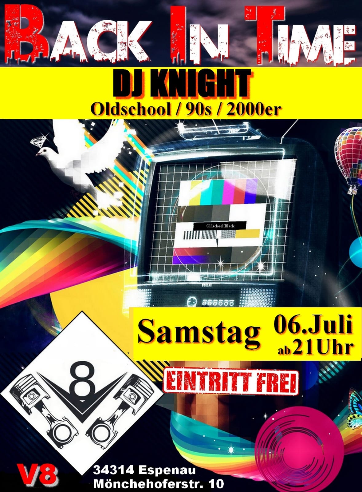 Flyer DJ Knight in der Gaststätte V8