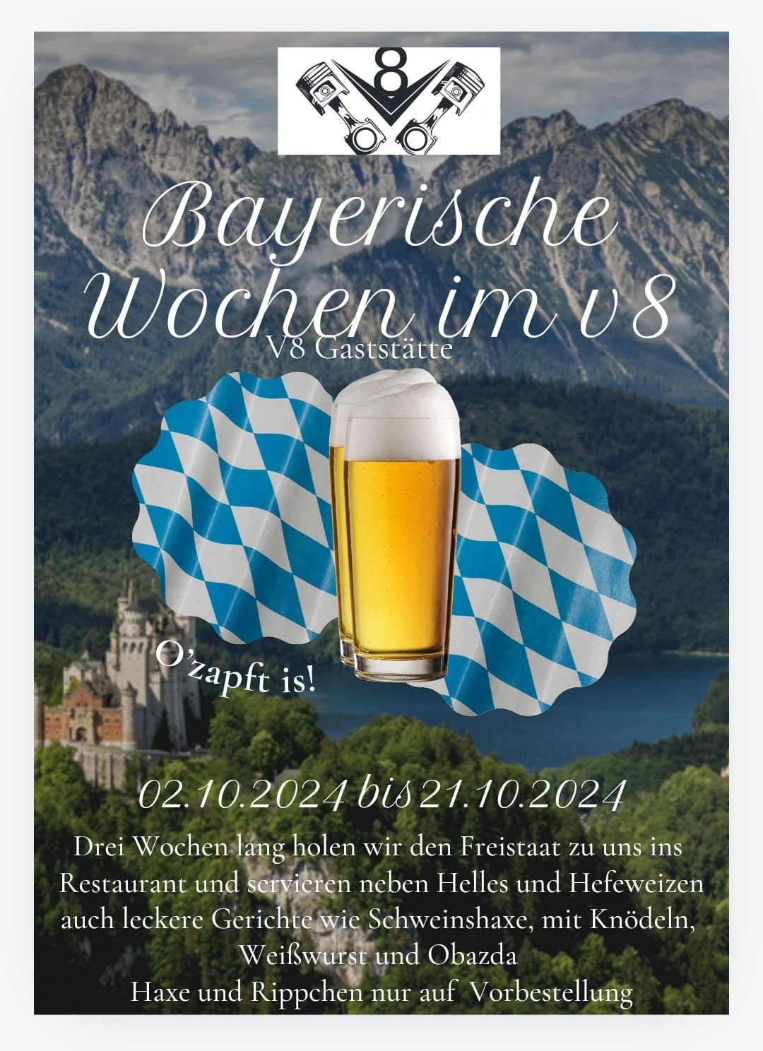 Flyer Bayrische Woche in der Gaststätte V8