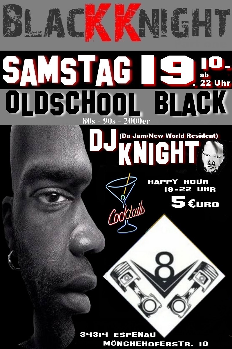 Flyer DJ Knight in der Gaststätte V8