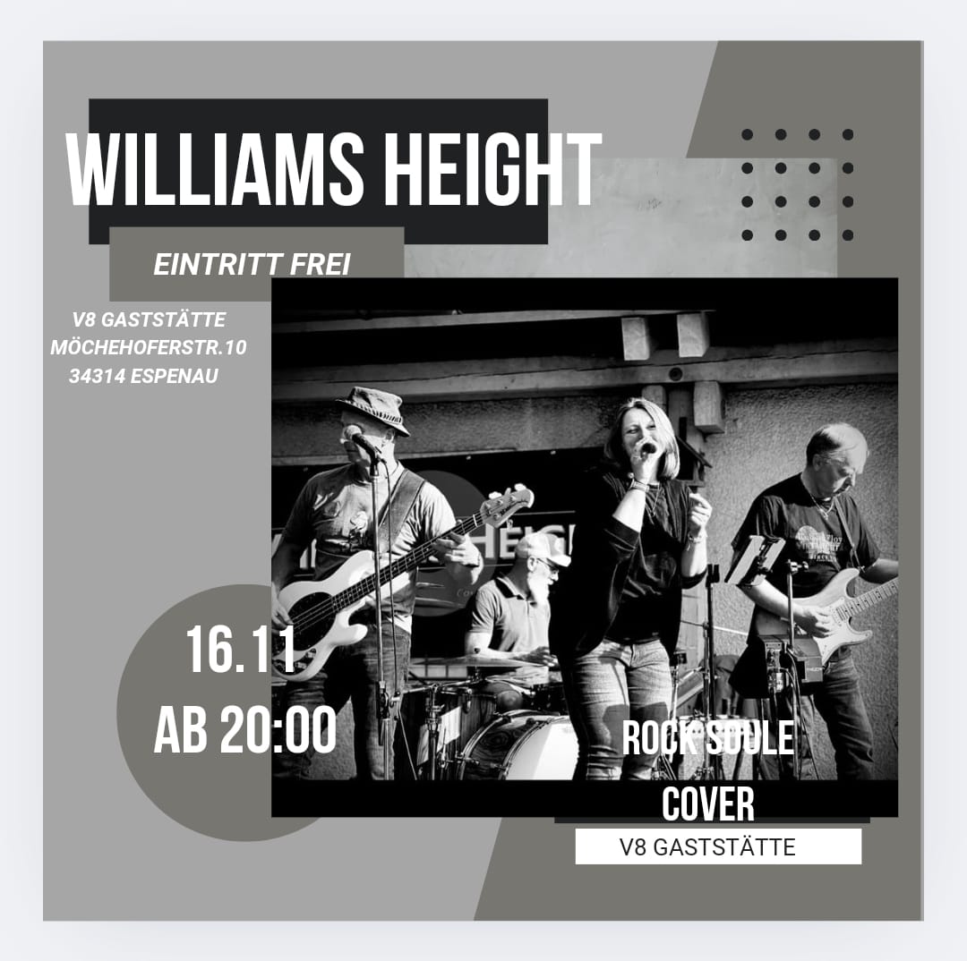 Flyer Williams Height in der Gaststätte V8